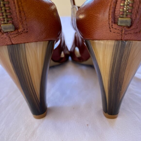 Nine West Leather Gladiator Caged Heel Open Toe Sandals - Picture 3 of 11